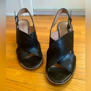 Madewell Ruthie stacked Heel Sandals 6 EUC